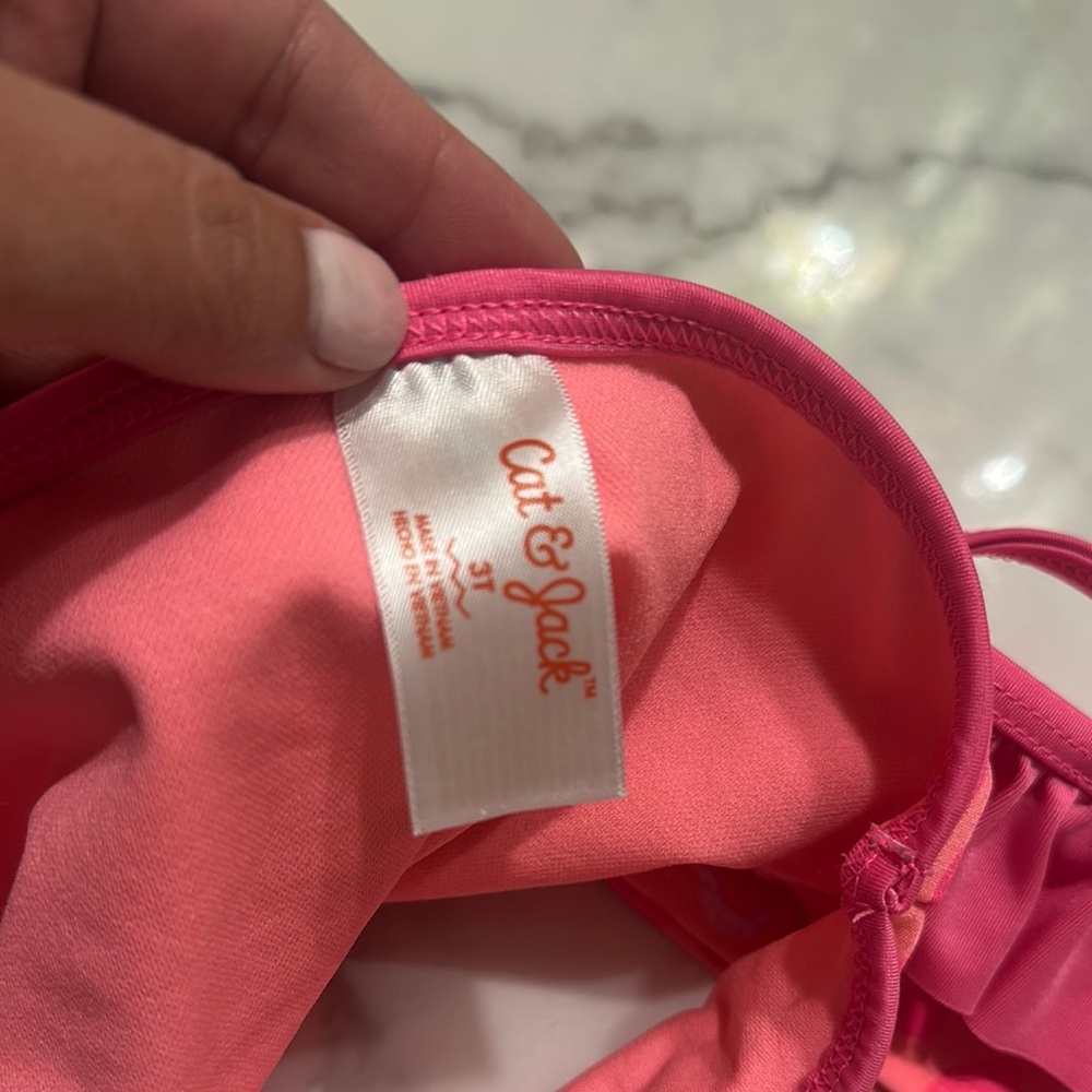 Cat & Jack Pink Heart Kids Swim Bikini - Picture 7 of 7